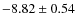 $-8.82 \pm 0.54$