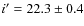 $i'=22.3\pm 0.4$