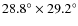 $28.8^\circ \times 29.2^\circ $