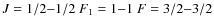 $J=1/2{-}1/2 \ F_1=1{-}1 \ F=3/2{-}3/2$