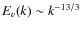$E_v(k)\sim k^{-13/3}$