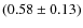 $(0.58\pm0.13)$