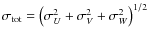 $\sigma_{\rm tot} =
\left(\sigma_U^2+\sigma_V^2+\sigma_W^2\right)^{1/2}$