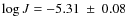 $\log J = -5.31~ \pm~ 0.08$