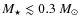$M_{\star} \lesssim 0.3~M_{\odot}$