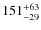 $\rm 151^{+63}_{-29}$