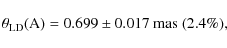 \begin{displaymath}\theta_{\rm LD}({\rm A}) = 0.699\pm0.017~{\rm mas}\ (2.4\%),
\end{displaymath}