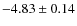 $-4.83 \pm 0.14$