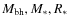 $M_{\rm bh}, M_\ast, R_\ast$