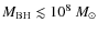 $M_{\rm BH} \lesssim 10^{8}~M_{\odot}$