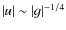 $\vert u\vert \sim \vert g\vert^{-1/4}$