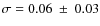 $\sigma=0.06~ \pm~ 0.03$