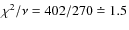 $\chi^2 / \nu = 402/270 \doteq 1.5$
