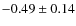 $-0.49\pm0.14$