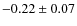 $ -0.22\pm0.07 $