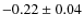 $ -0.22\pm0.04 $