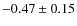 $-0.47\pm0.15$