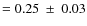 $=0.25~\pm~0.03$