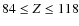 $84\leq Z\leq 118$