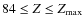$84\leq Z
\leq Z_{\rm max}$
