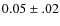 $0.05 \pm .02$
