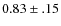 $0.83 \pm .15$