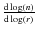 $\frac{{\rm d}
\log(n)}{{\rm d} \log(r)}$