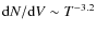 ${\rm d} N/{\rm d} V \sim
T^{-3.2}$