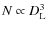 $N \propto D_{\rm L}^3$