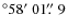 $^\circ 58\hbox{$^\prime$ }01\hbox{$.\!\!^{\prime\prime}$ }9$