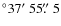 $^\circ 37\hbox{$^\prime$ }55\hbox{$.\!\!^{\prime\prime}$ }5$