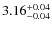 $\rm 3.16_{-0.04}^{+0.04}$