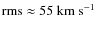 $\rm{rms}\approx55~\rm{km~s}^{-1}$
