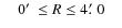 $\quad 0\hbox{$^\prime$ }\leq R \leq 4\hbox{$.\mkern-4mu^\prime$ }0\quad$