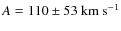 $A=110\pm53~{\rm km~s}^{-1}$