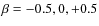 $\beta = -0.5,0,+0.5$
