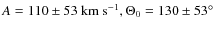 $A=110\pm 53~{\rm km~s}^{-1}, \Theta_0=130\pm53^\circ$