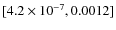 $[4.2 \times 10^{-7}, 0.0012]$