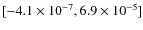 $[-4.1 \times 10^{-7}, 6.9 \times 10^{-5}]$