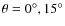 $\theta =
0^{\circ}, 15^{\circ}$