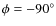 $\phi = -90^{\circ }$