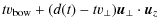 $\displaystyle t v_{\rm bow} + ({d}(t)-t v_{\perp})
\vec{u}_{\perp} \cdot \vec{u}_z$