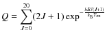 $Q=\dsum_{J=0}^{20}(2J+1)\exp^{-\frac{hBJ(J+1)}{k_{\rm B}T_{\rm ex}}}$