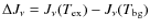 $\Delta J_\nu=J_\nu(T_{\rm ex})-J_\nu(\tbg)$