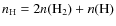 $\nh = 2n({\rm H}_2) + n({\rm H})$