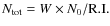 $N_{\rm tot}=W\times N_0/\rm R.I.$