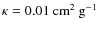 $\kappa=0.01~\rm cm^2~ g^{-1}$