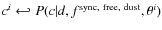 $c^i \hookleftarrow P(c \vert d, f^{\rm sync, ~ free, ~ dust},
\theta^i)$
