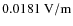 $0.0181~\rm {V/m}$