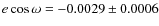 $e \cos\omega=-0.0029\pm0.0006$